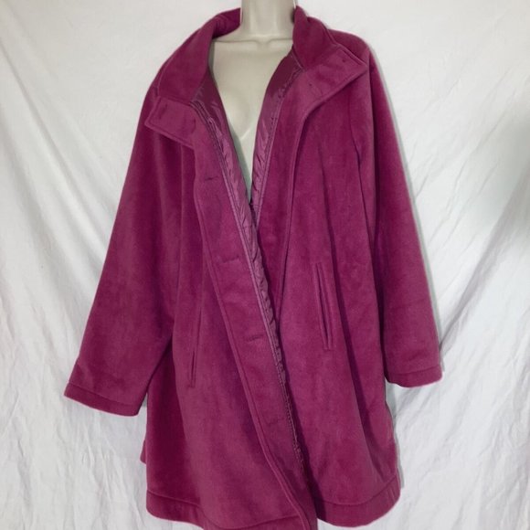 Woman Within Size 26/28 2x Coat Jacket Pink 100% Polyester 88842 - Picture 5 of 5